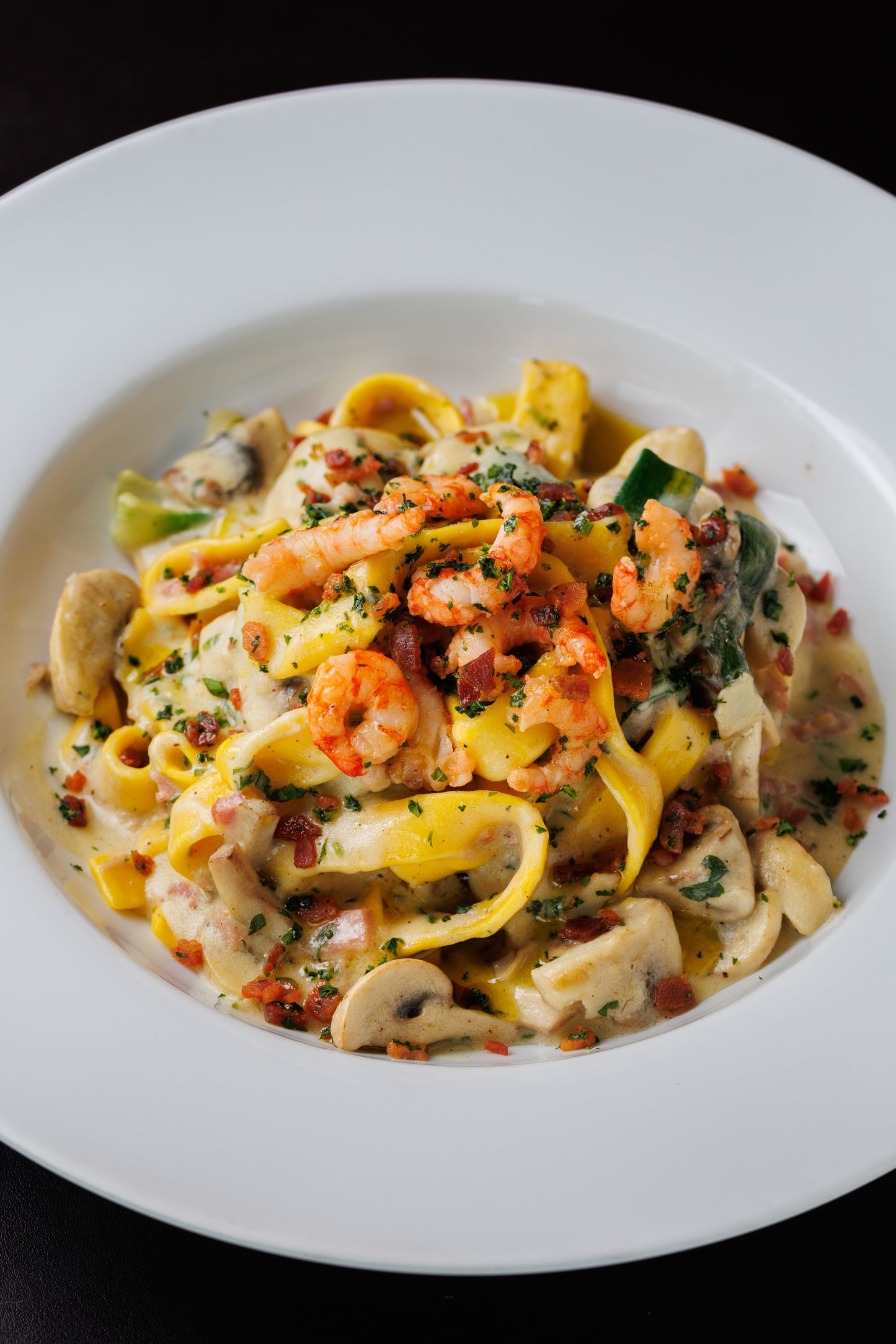 Tagliatelle a la Boscaiola mar y tierra